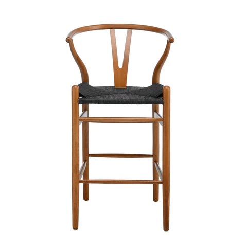 Blanca Black Paper Rope & Dark Natural Beech Bar Stool