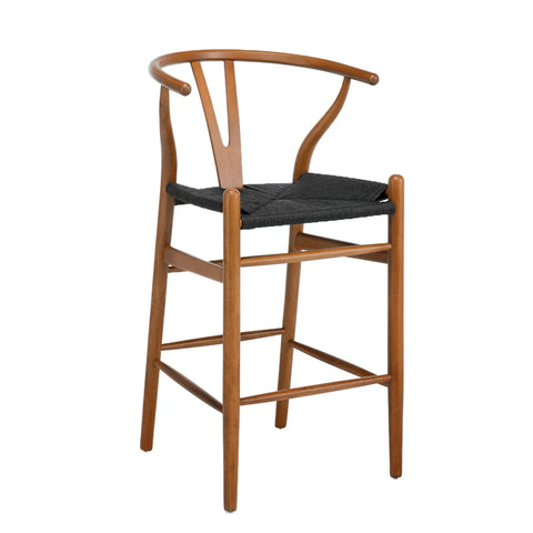 Blanca Black Paper Rope & Dark Natural Beech Bar Stool