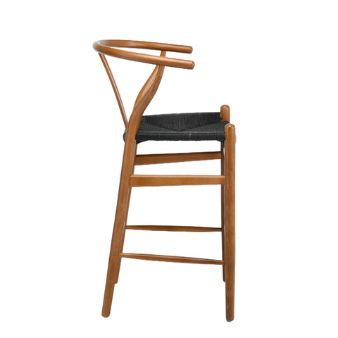 Blanca Black Paper Rope & Dark Natural Beech Bar Stool