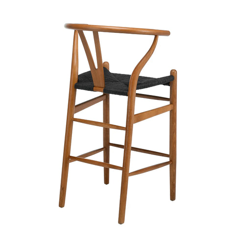 Blanca Black Paper Rope & Dark Natural Beech Bar Stool