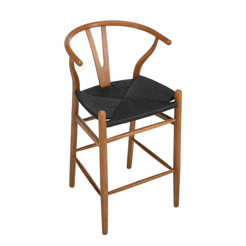 Blanca Black Paper Rope & Dark Natural Beech Bar Stool