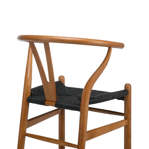 Blanca Black Paper Rope & Dark Natural Beech Bar Stool
