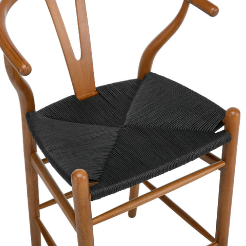 Blanca Black Paper Rope & Dark Natural Beech Bar Stool