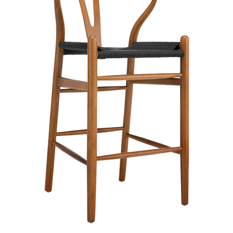 Blanca Black Paper Rope & Dark Natural Beech Bar Stool