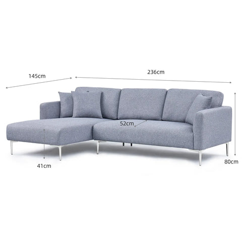 Barry Dark Grey Fabric Left-Hand Corner Sofa with Chaise