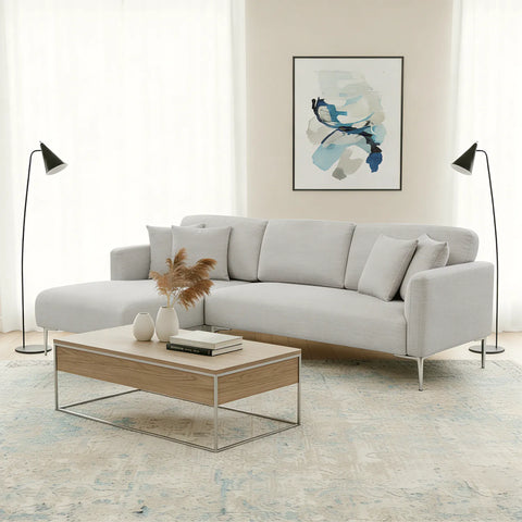Barry Fabric Left Corner Sofa - Grey