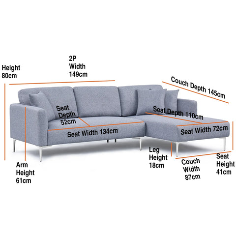 Barry Fabric Right Corner Sofa - Dark Grey