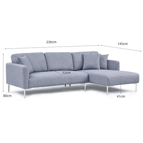 Barry Dark Grey Fabric Right-Hand Corner Sofa with Chaise