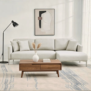 Barry Grey Fabric Right-Hand Corner Sofa with Chaise