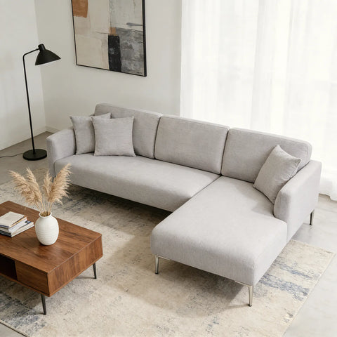 Barry Fabric Right Corner Sofa - Grey