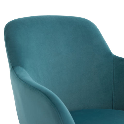 Belshire Dining Chair, Black Ash Solid Wood | Peacock Blue Velvet Fabric