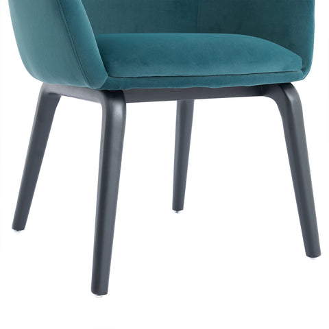 Belshire Dining Chair, Black Ash Solid Wood | Peacock Blue Velvet Fabric