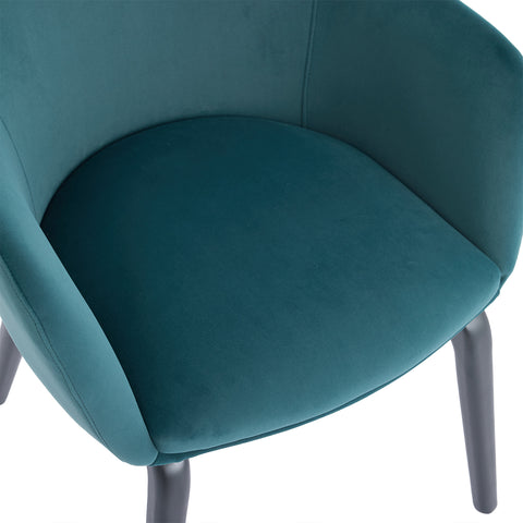 Belshire Dining Chair, Black Ash Solid Wood | Peacock Blue Velvet Fabric