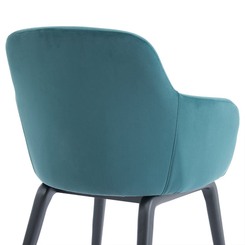 Belshire Dining Chair, Black Ash Solid Wood | Peacock Blue Velvet Fabric