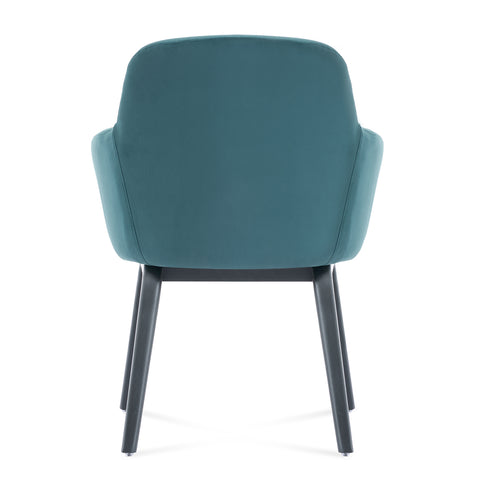 Belshire Dining Chair, Black Ash Solid Wood | Peacock Blue Velvet Fabric