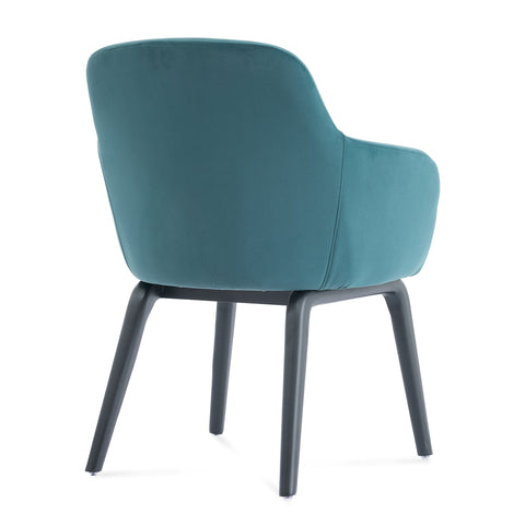 Belshire Dining Chair, Black Ash Solid Wood | Peacock Blue Velvet Fabric