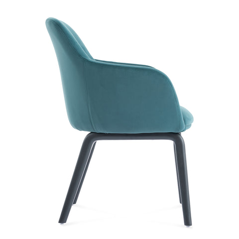 Belshire Dining Chair, Black Ash Solid Wood | Peacock Blue Velvet Fabric
