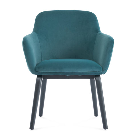 Belshire Dining Chair, Black Ash Solid Wood | Peacock Blue Velvet Fabric
