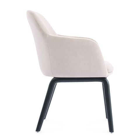 Belshire Dining Chair, Black Ash Solid Wood | Cream Velvet Fabric