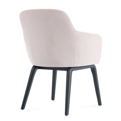 Belshire Dining Chair, Black Ash Solid Wood | Cream Velvet Fabric