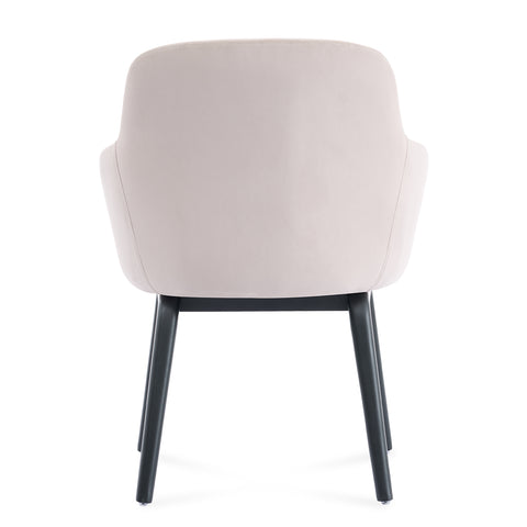 Belshire Dining Chair, Black Ash Solid Wood | Cream Velvet Fabric