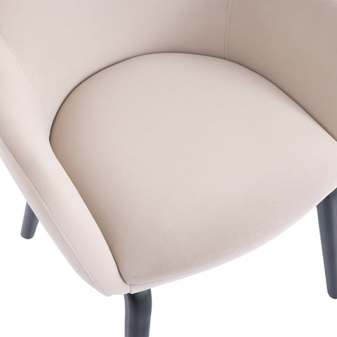 Belshire Dining Chair, Black Ash Solid Wood | Cream Velvet Fabric