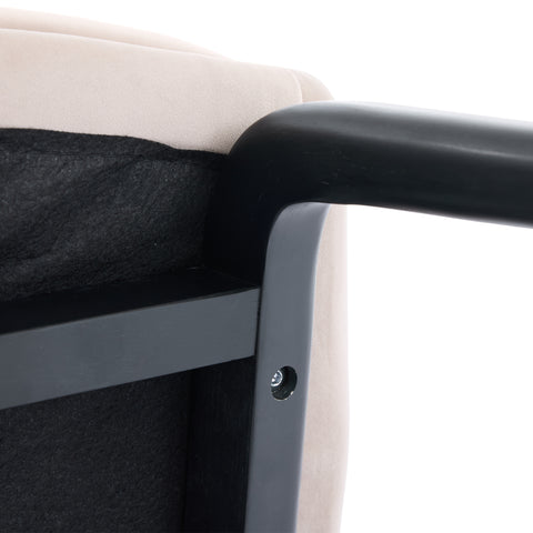 Belshire Dining Chair, Black Ash Solid Wood | Cream Velvet Fabric