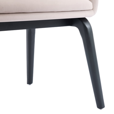 Belshire Dining Chair, Black Ash Solid Wood | Cream Velvet Fabric