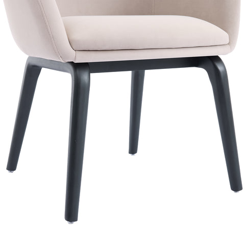 Belshire Dining Chair, Black Ash Solid Wood | Cream Velvet Fabric