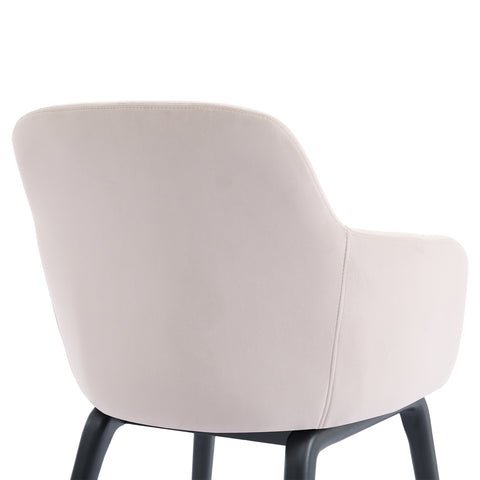 Belshire Dining Chair, Black Ash Solid Wood | Cream Velvet Fabric