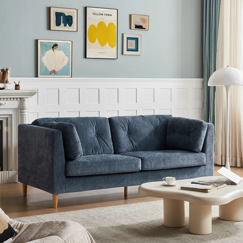 Bernard Chenille Anthracite Sky Blue 3 Seater Sofa