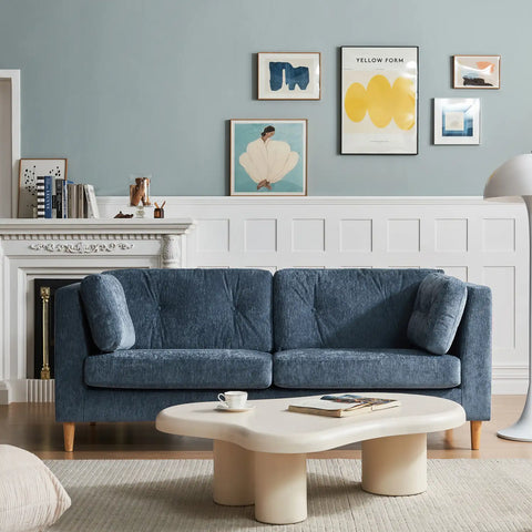 Bernard Chenille Anthracite Sky Blue 3 Seater Sofa