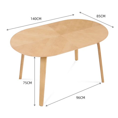 Birchstone Retro Oak Effect 4-6 Seater Oval Dining Table - 140cm