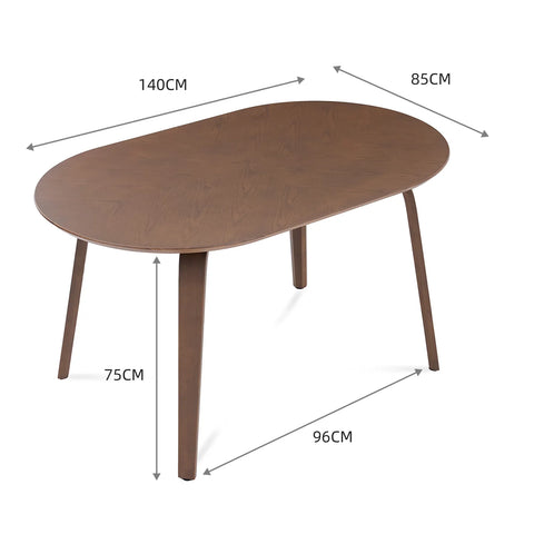 Birchstone Retro Walnut Effect 4-6 Seater Oval Dining Table - 140cm