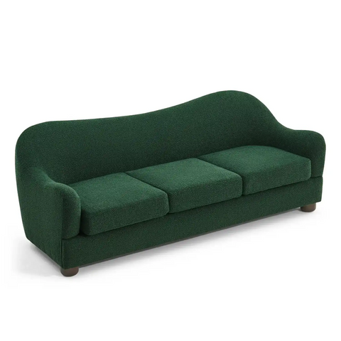 Biscuit Dark Green Boucle Wave Back 3 Seater Sofa