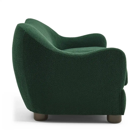 Biscuit Dark Green Boucle Wave Back 3 Seater Sofa