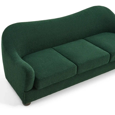 Biscuit Dark Green Boucle Wave Back 3 Seater Sofa