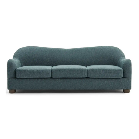 Biscuit Slate Blue Boucle Wave Back 3 Seater Sofa