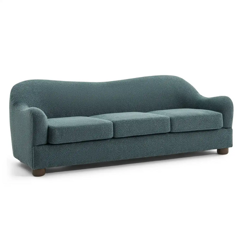 Biscuit Slate Blue Boucle Wave Back 3 Seater Sofa