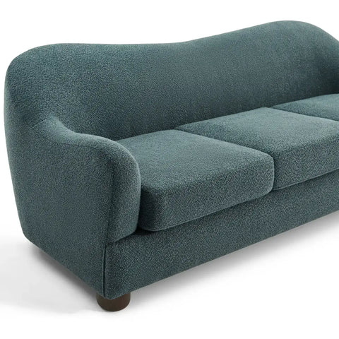 Biscuit Slate Blue Boucle Wave Back 3 Seater Sofa