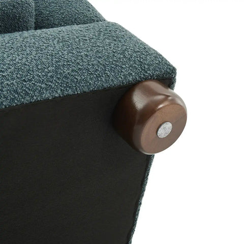 Biscuit Slate Blue Boucle Wave Back 3 Seater Sofa