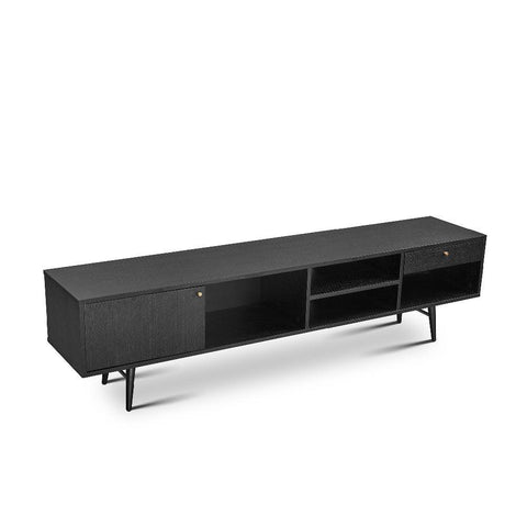 Bistro Sleek Black with Golden Handles TV Unit (Available in Two Sizes)