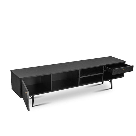 Bistro Sleek Black with Golden Handles TV Unit (Available in Two Sizes)