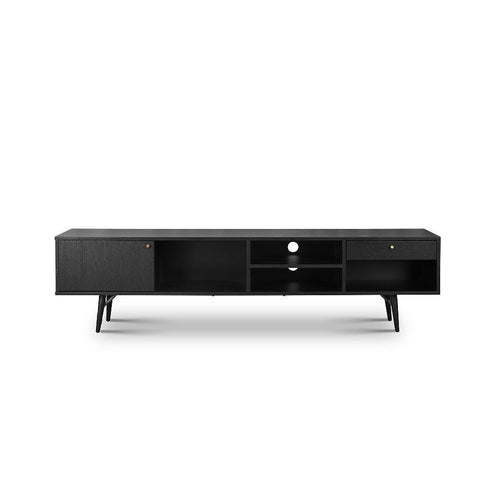 Bistro Sleek Black with Golden Handles TV Unit (Available in Two Sizes)