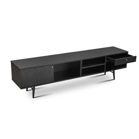 Bistro Sleek Black with Golden Handles TV Unit (Available in Two Sizes)
