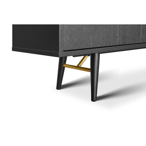Bistro Sleek Black with Golden Handles TV Unit (Available in Two Sizes)