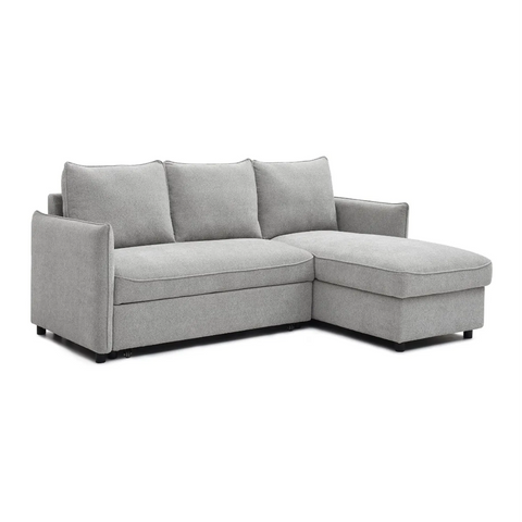 Blaire Corner Sofa Bed in Grey Boucle, Orange Velvet or Olive Green Velvet