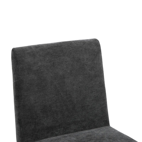 Bralan Dining Chairs,Set of 2 Black Metal Frame | Dark Grey Textured Weave Fabric