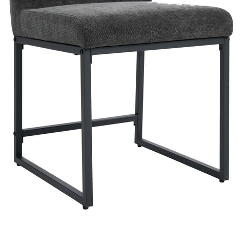 Bralan Dining Chairs,Set of 2 Black Metal Frame | Dark Grey Textured Weave Fabric
