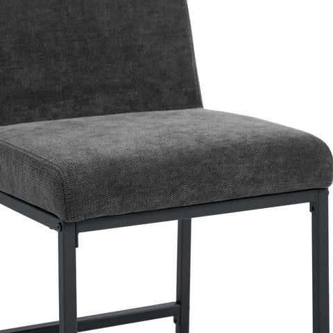 Bralan Dining Chairs,Set of 2 Black Metal Frame | Dark Grey Textured Weave Fabric